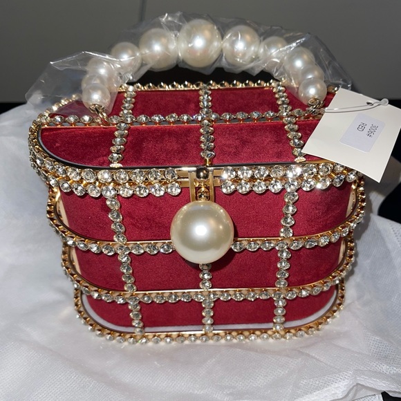 ๐ Top Handle Diamond and Pearls Handbag - Picture 9 of 14